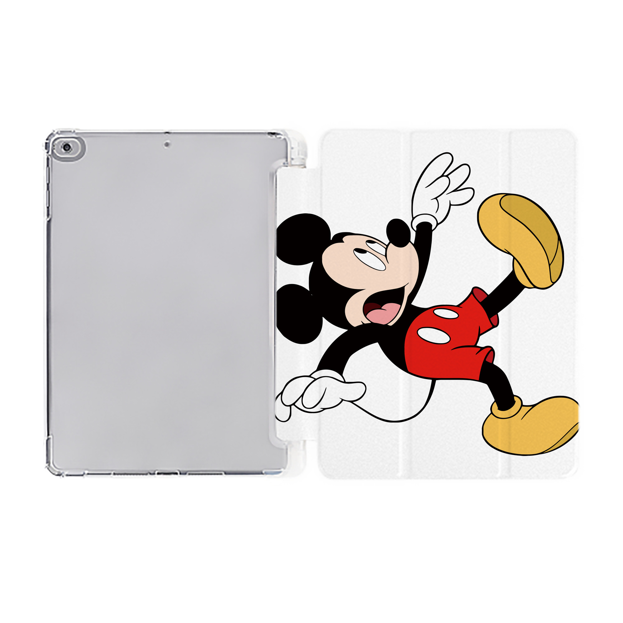 （画像用） ミッキーマウス Mickey Mouse IPad ケース ペン収納付き 三つ折りスタンド PUレザー×シリコン 対応機種9.5/10.5/10.9インチ